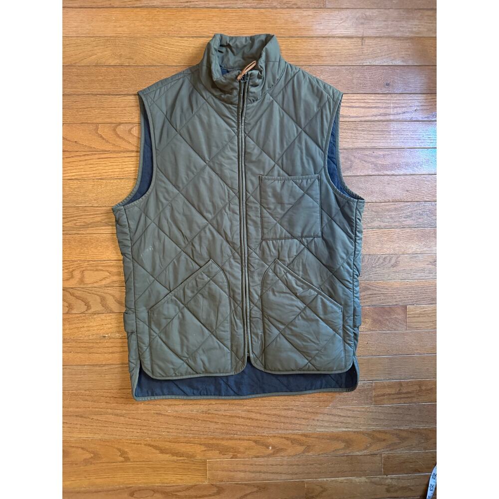J Crew Mens Vest Olive Green Small Zip Front